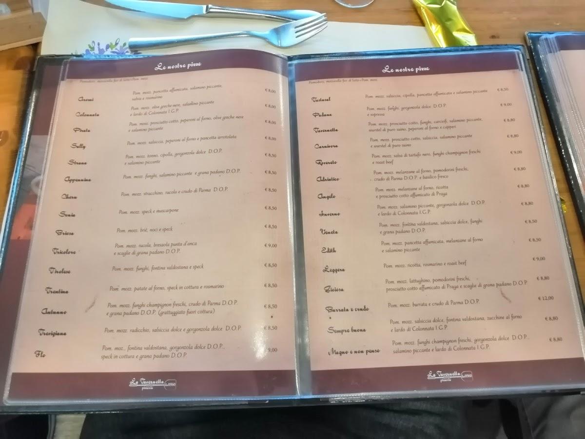 Menu at Pizzeria di San Bonifacio, San Bonifacio