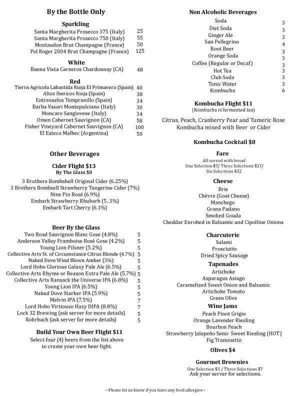 Menu at Via Girasole Wine Bar, Pittsford