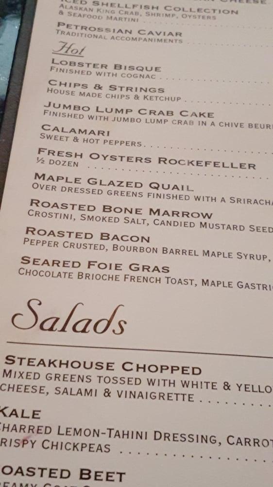 Menu at Vic & Anthony's Steakhouse, Atlantic City, 600 Huron Ave