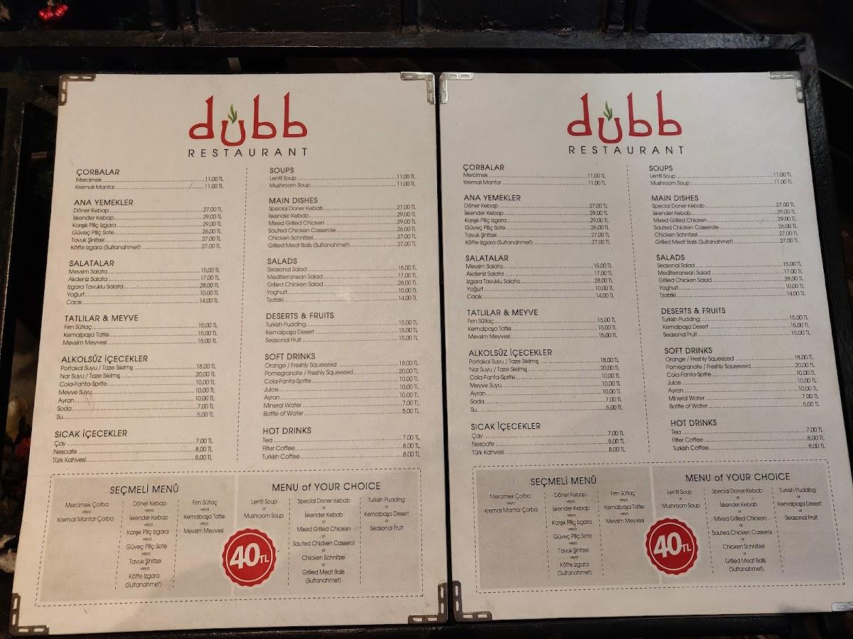 Menu At Dubb Kebab Restaurant, Istanbul, Peykhane Cd. 34/1-B 34/1 D:B