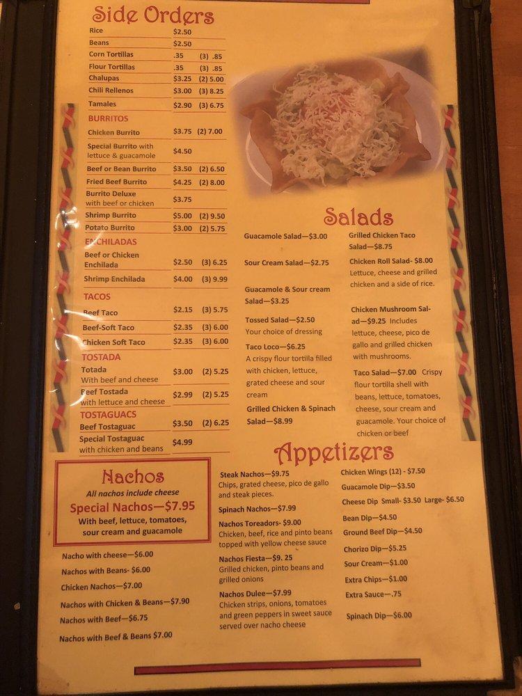 Menu at Las Cascadas restaurant, Six