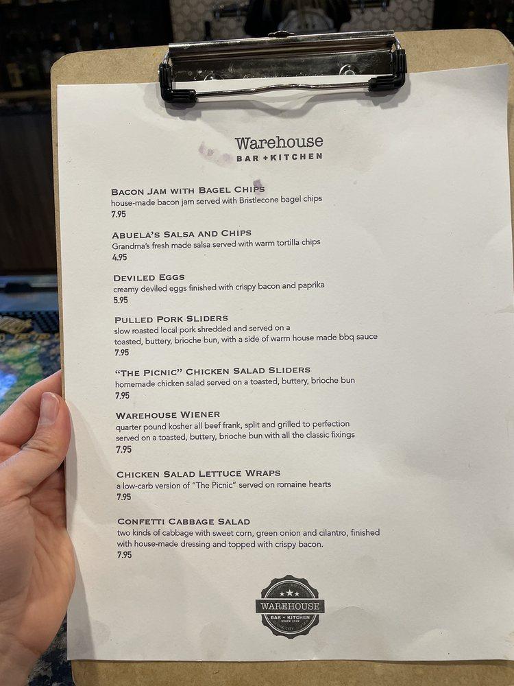 Menu at Warehouse Bar + Kitchen, Cedar City