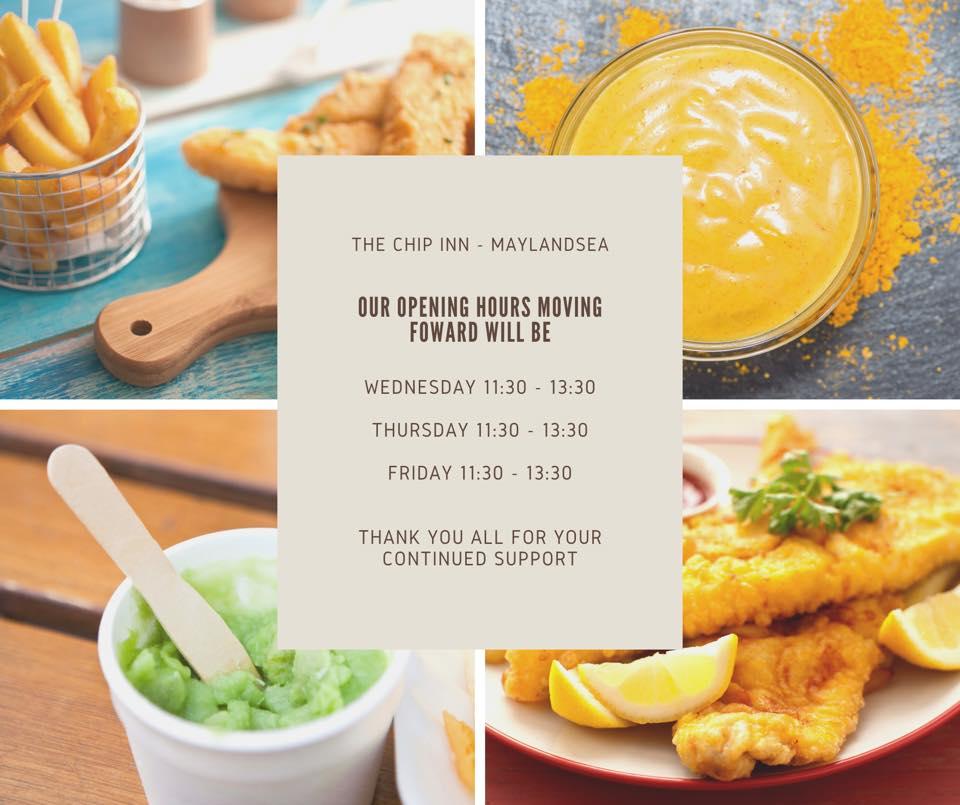 Menu at ChipInn restaurant, Mayland