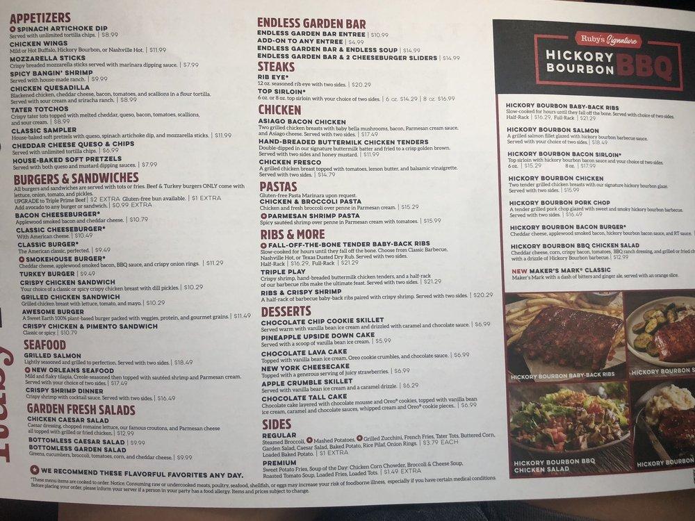 Menu at Ruby Tuesday restaurant, Presque Isle, 830 Main St