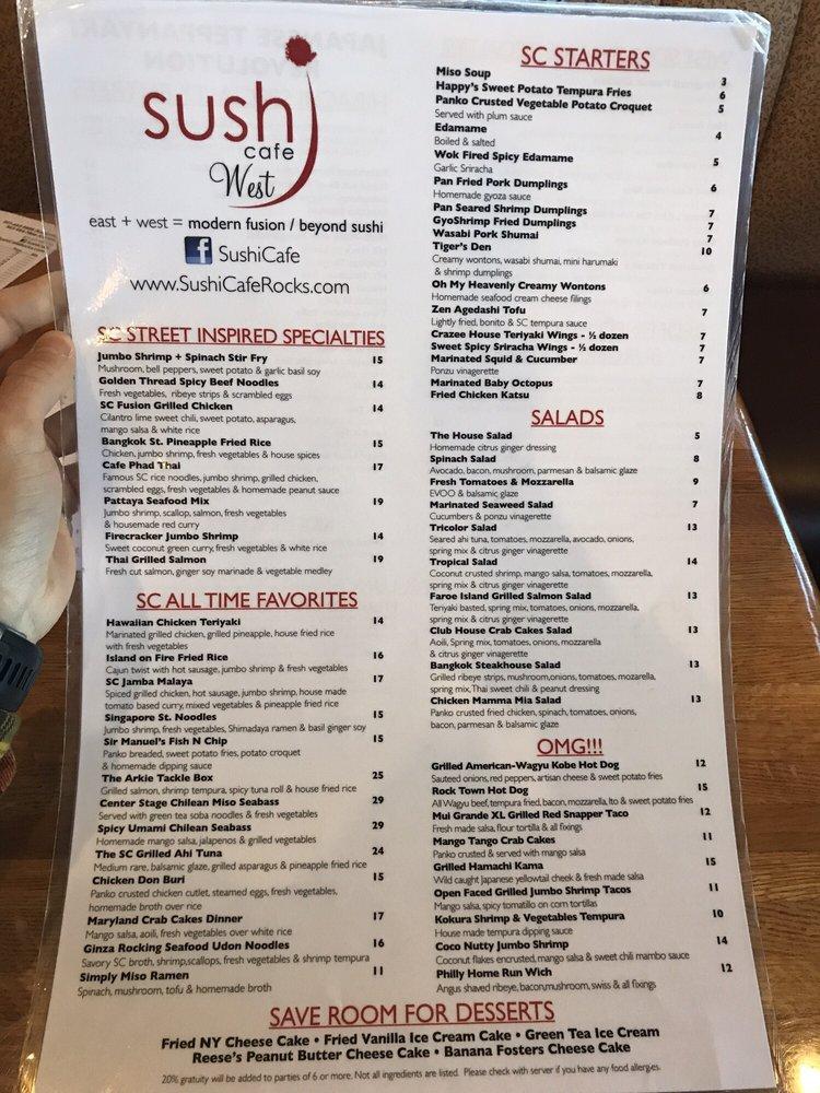 Sushi Cafe Menu