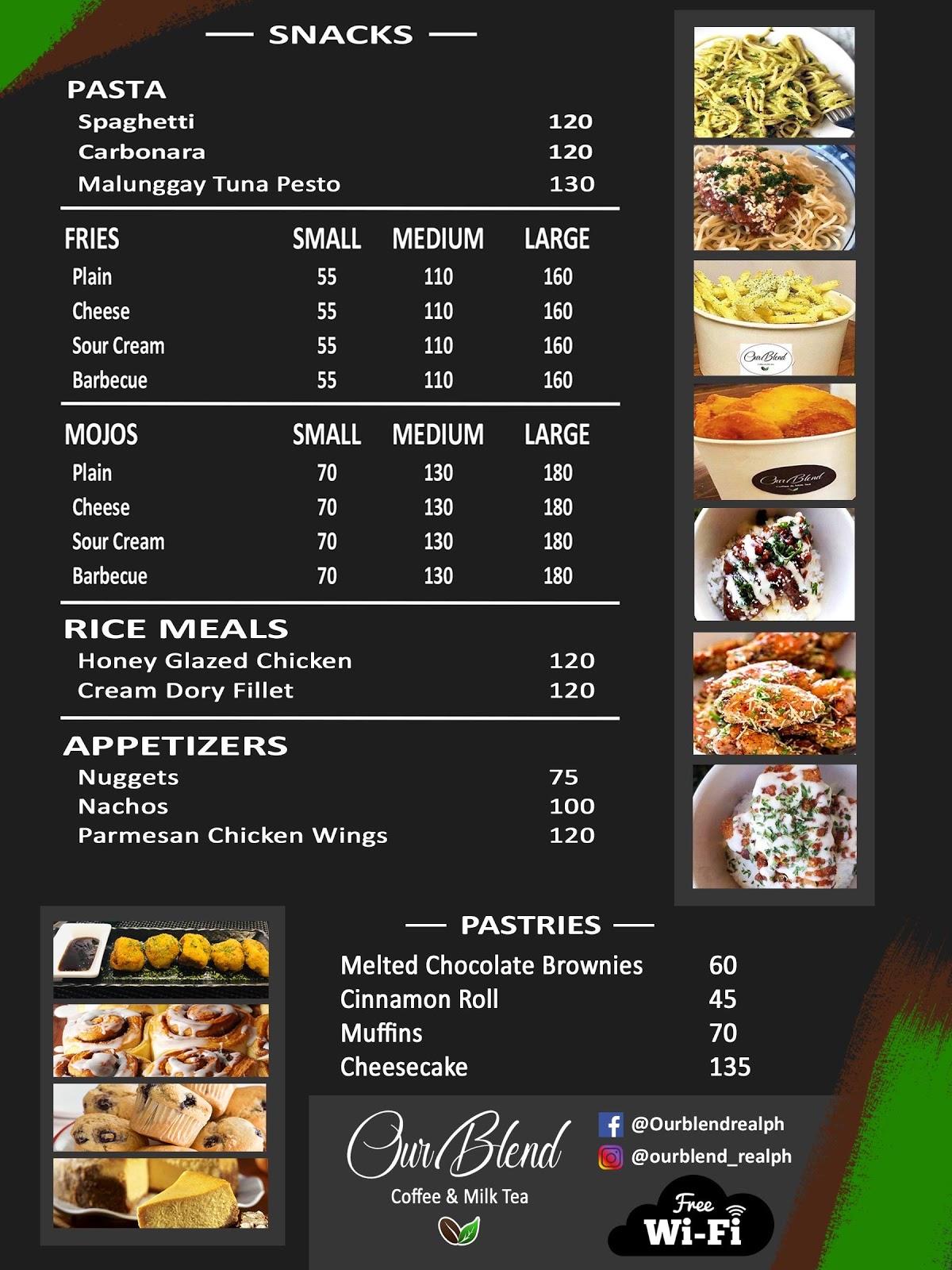 Menu at OURBLEND Coffee and Milk Tea Real Quezon, Real