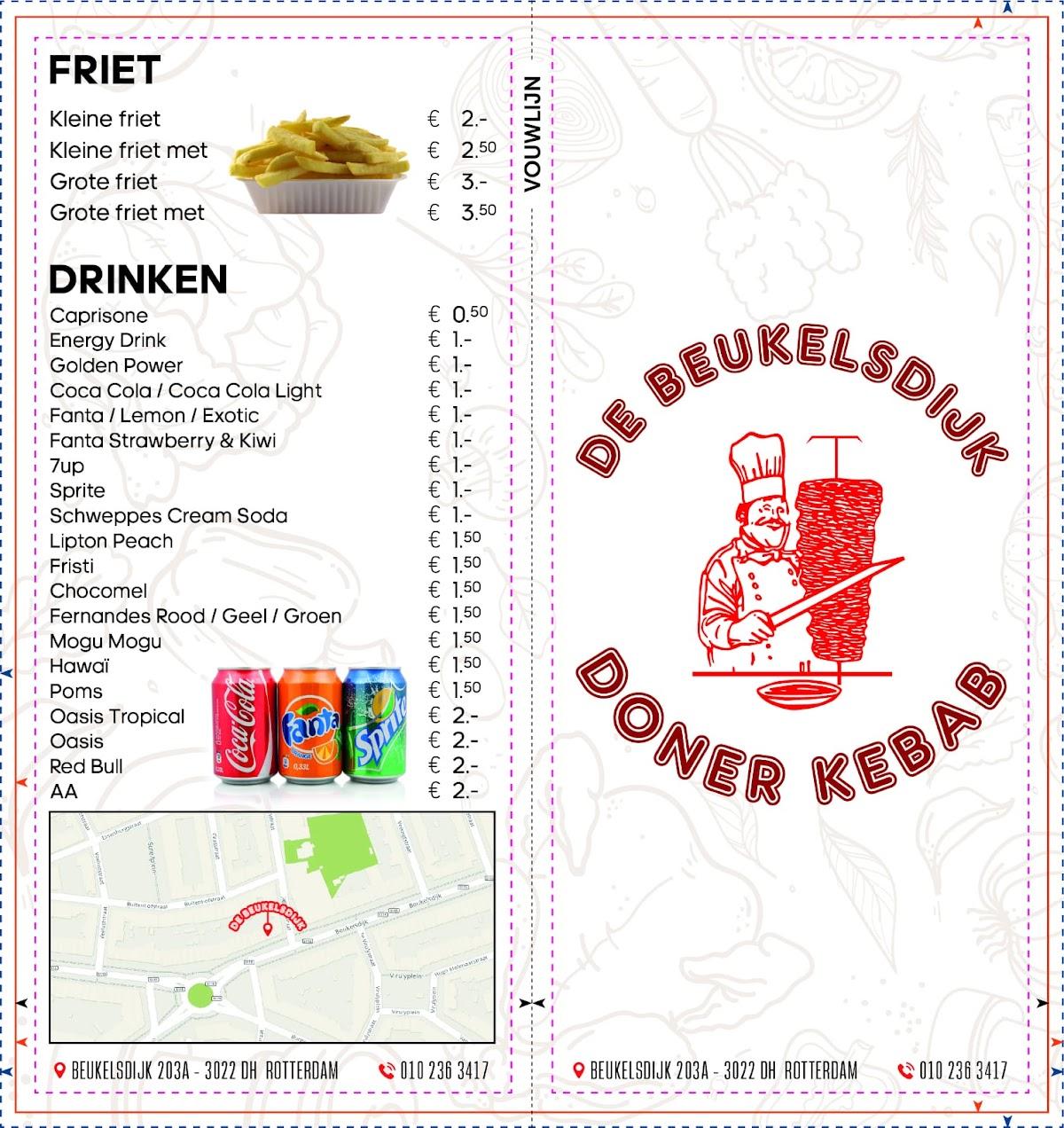 Menu Au De Beukelsdijk Doner Kebab, Rotterdam