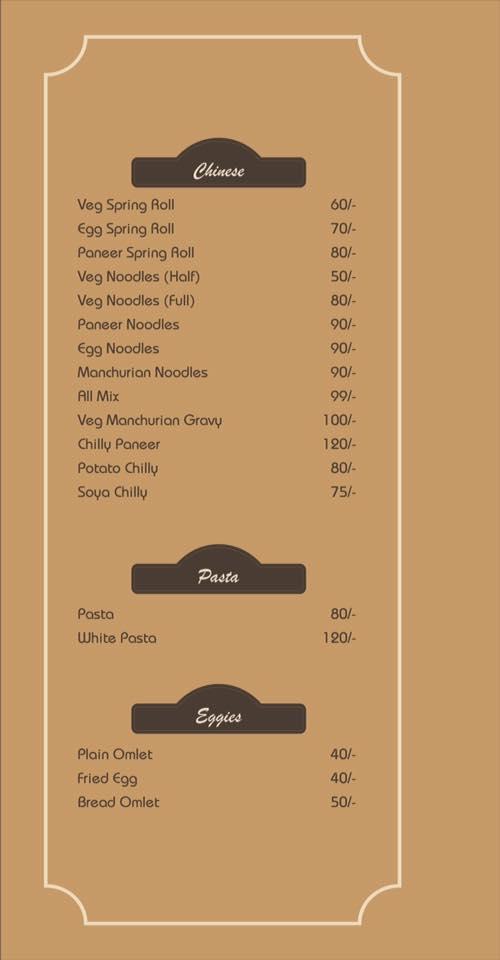 Sun Cafe menu