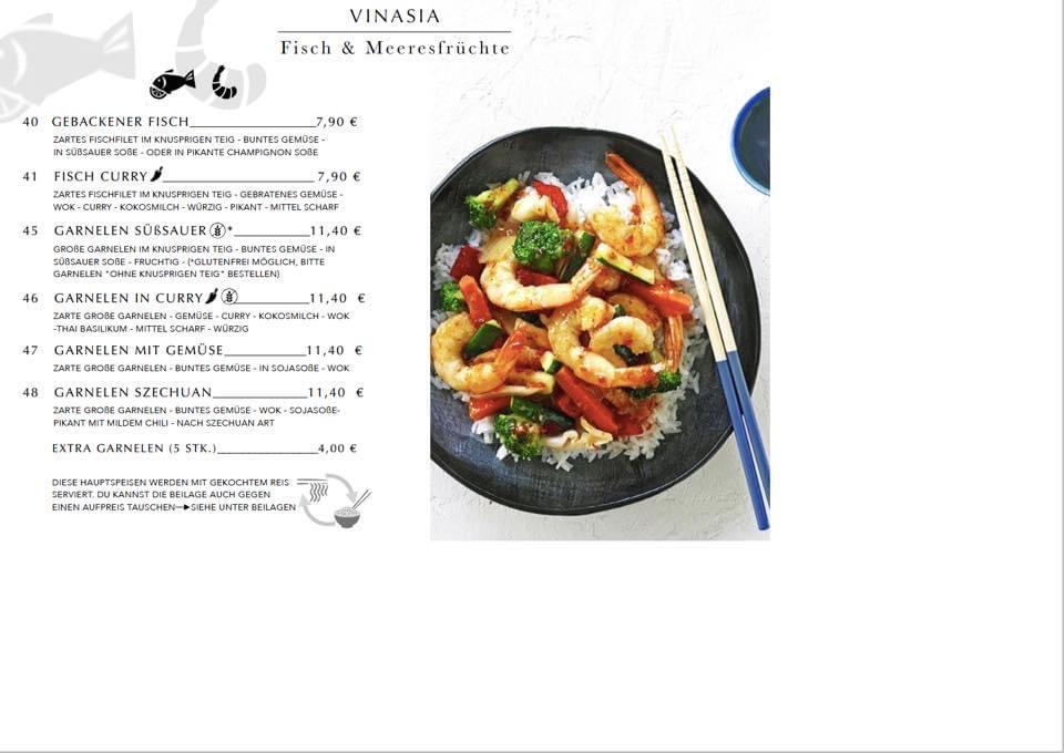 Speisekarte von Vinasia Restaurant Wilhelmshaven, Wilhelmshaven