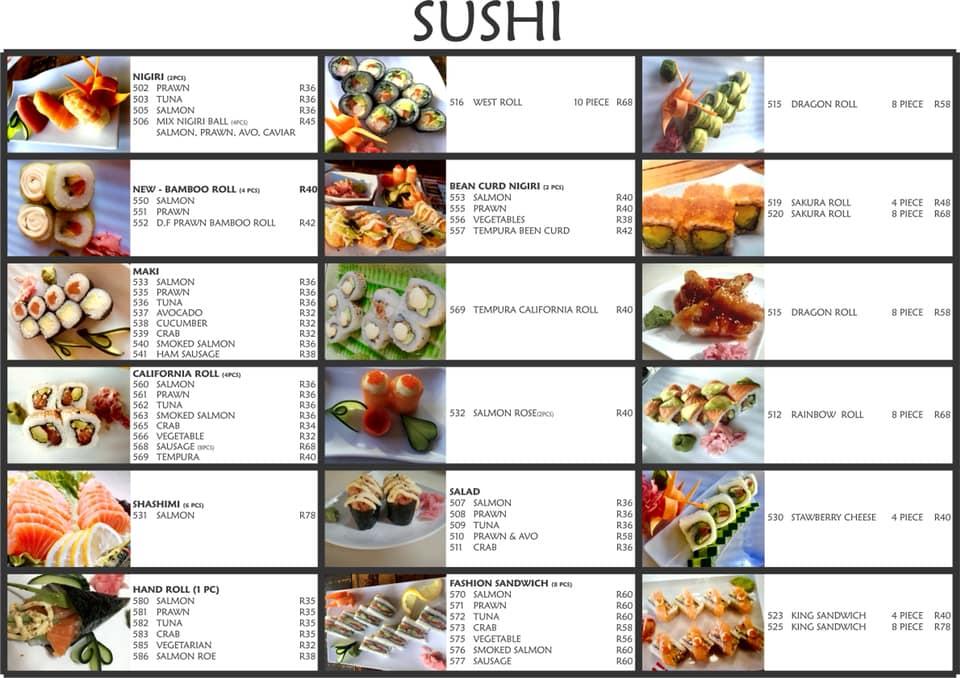 Speisekarte von Yummy Sushi restaurant, Klerksdorp