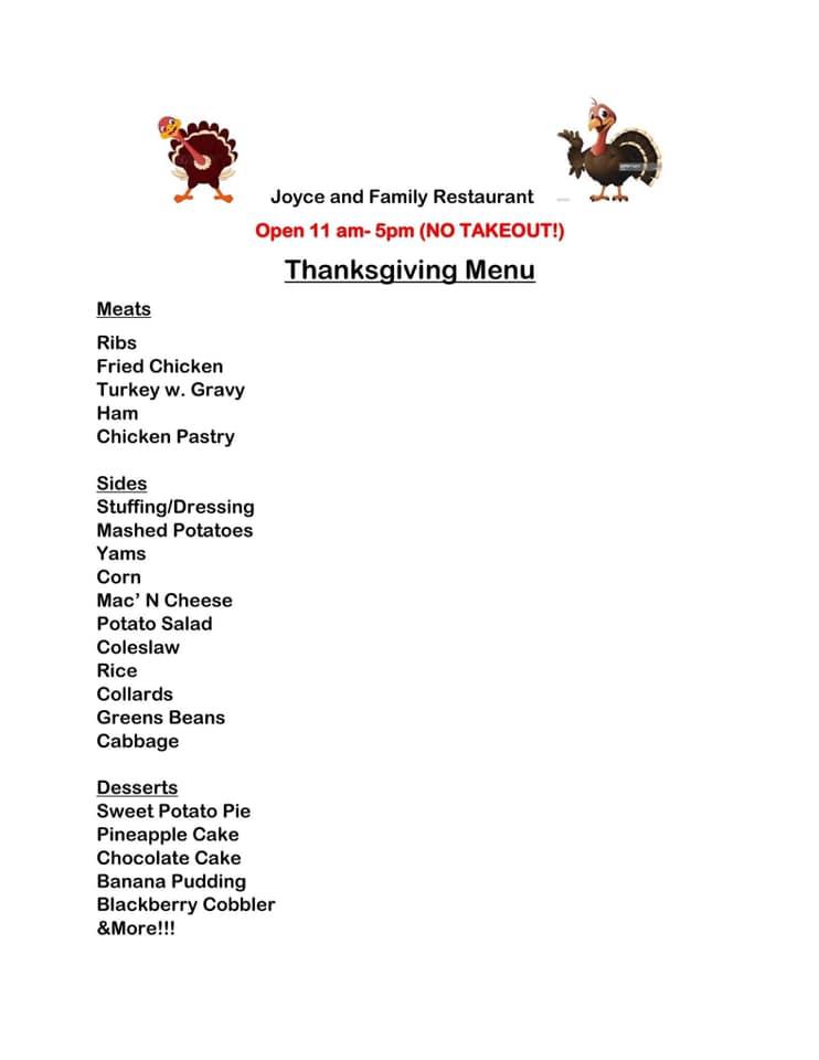 Menu at Joyce & Family Restaurant, Fuquay Varina