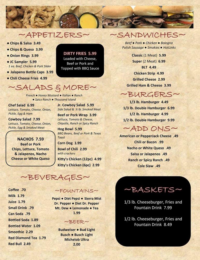 Menu At Junction Cafe, Kansas, Tulsa Ave