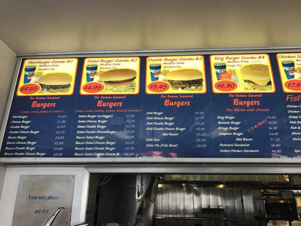 Menu at Root Beer King restaurant, Lamont, Main St