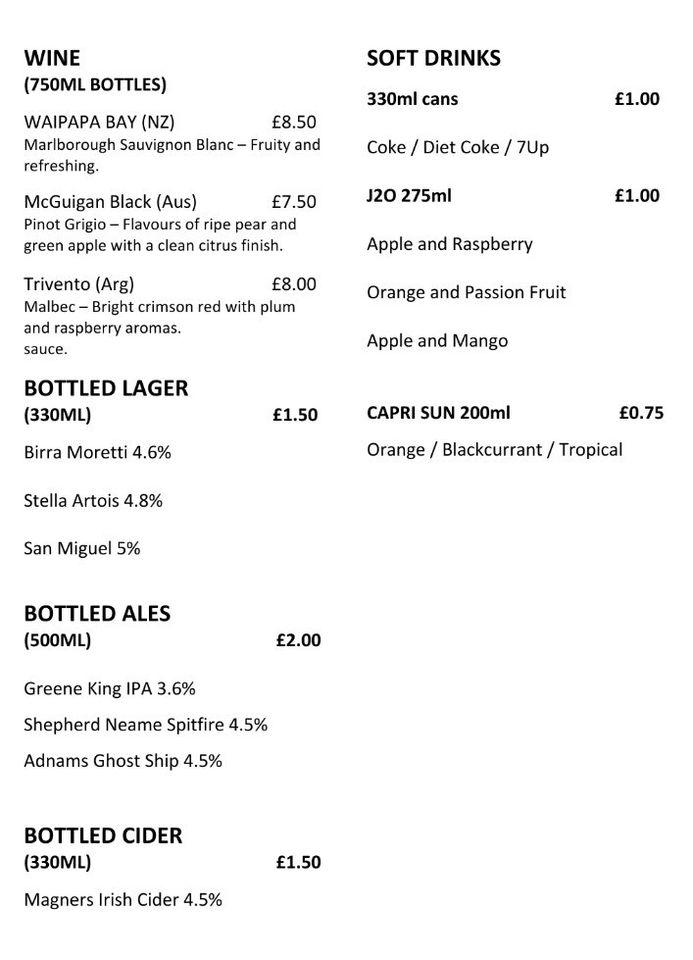Menu at Five Bells Burwell pub & bar, Burwell