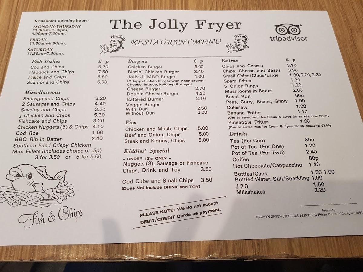 Menu at The Jolly Fryer restaurant, Wisbech