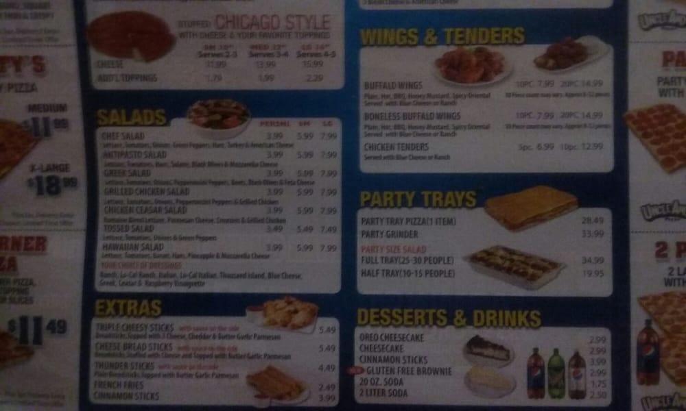 Menu at Uncle Andy's Pizza pizzeria, Farmington, Orchard Lake Rd