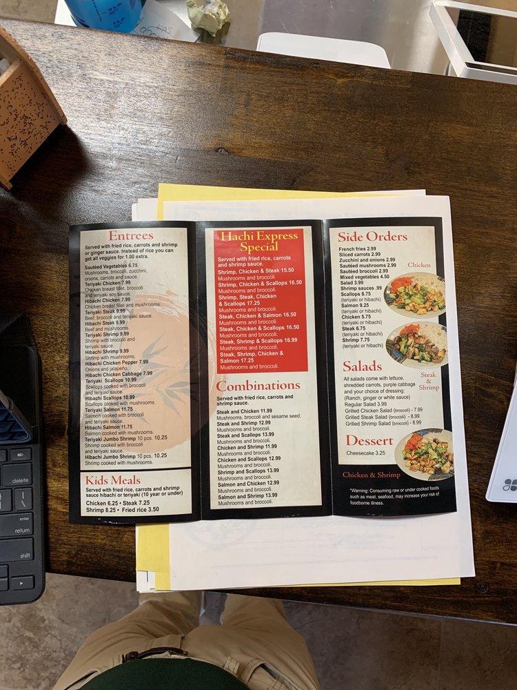 Menu at Hachi Express Steak & Seafood restaurant, Woodruff