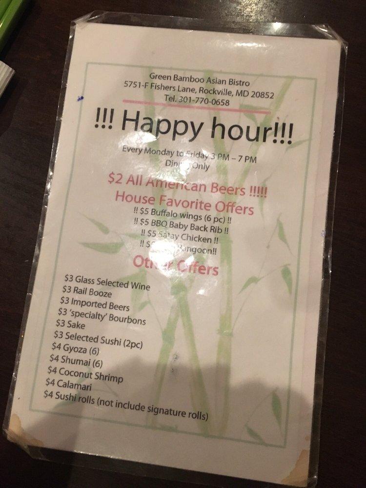 Menu at Green Bamboo Asian Bistro restaurant, Rockville