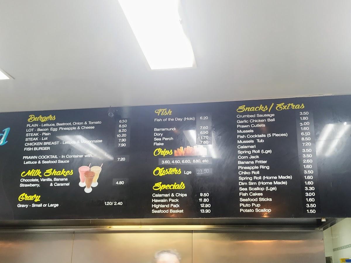 Menu at Highland Seafood fast food, Highland Park, 106112 Alexander Dr