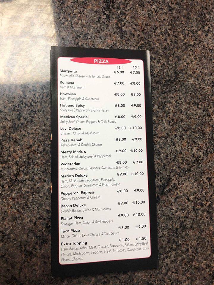 Menu At Mario S Pizzeria Longford