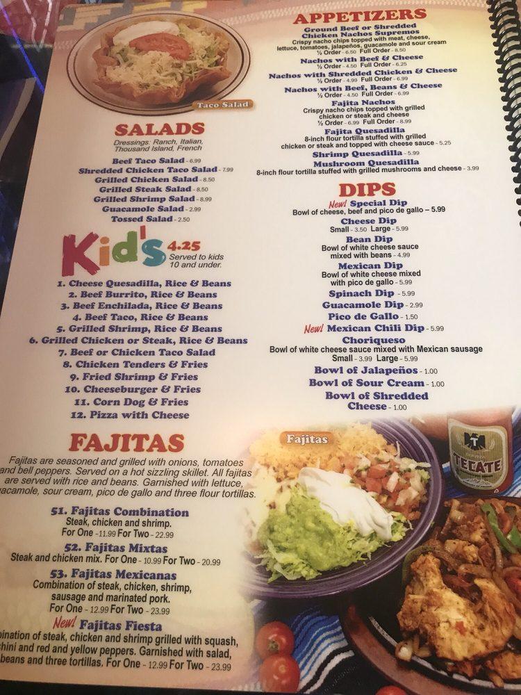 Menu at Mexico Grill restaurant, Ruleville