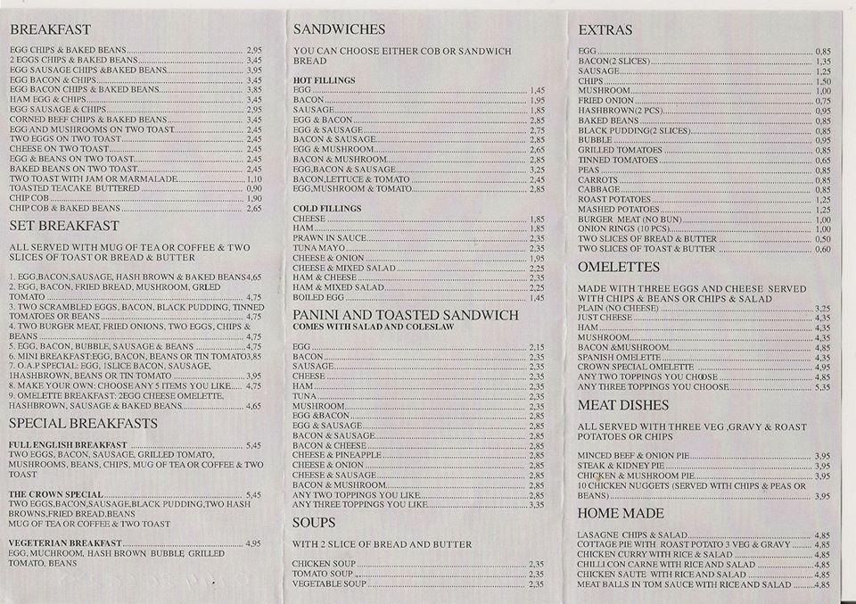 Menu at Coffee N cream cafe, Ilkeston