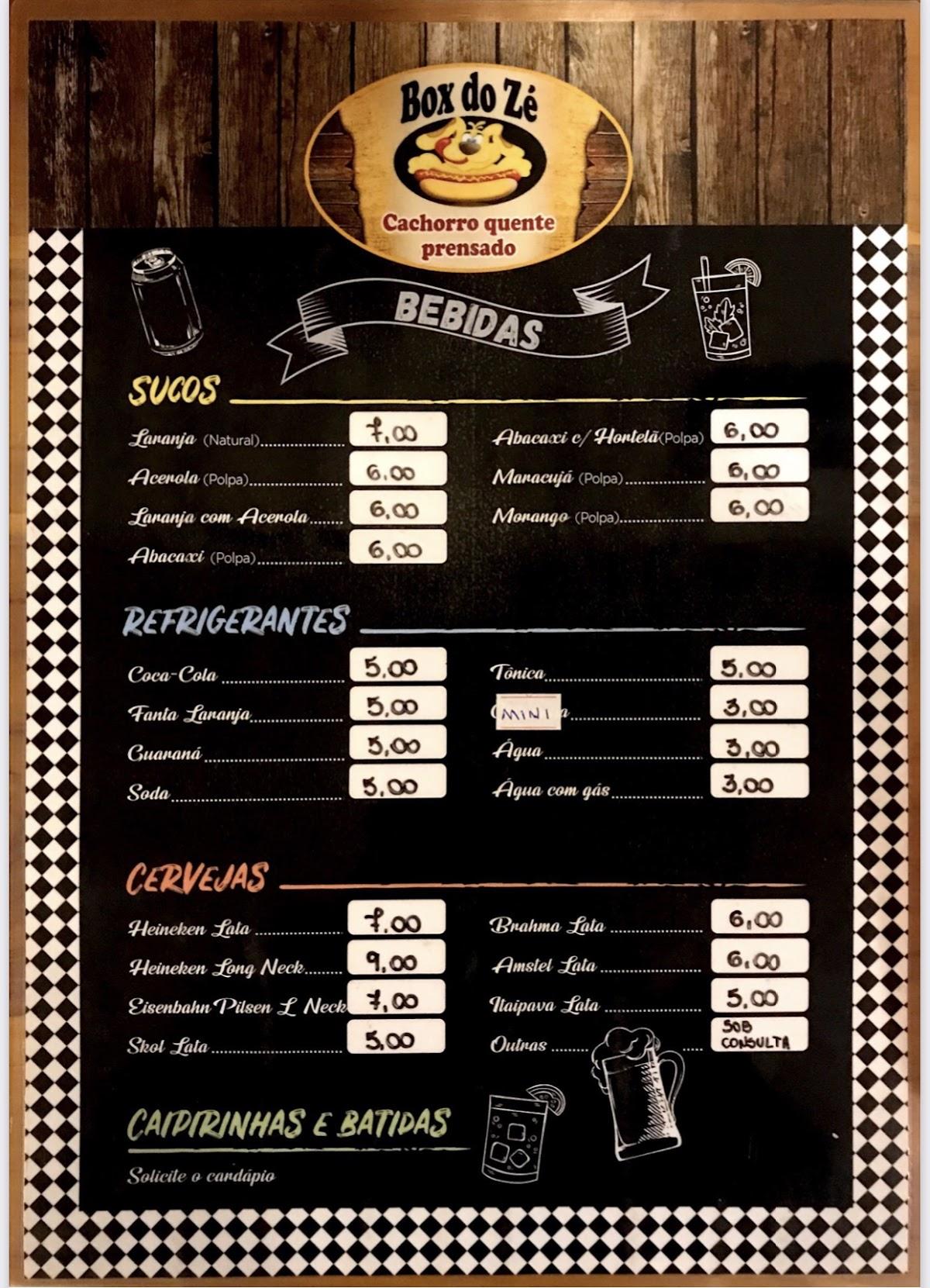 Menu Em Box Do Z Pub Bar Serra Negra