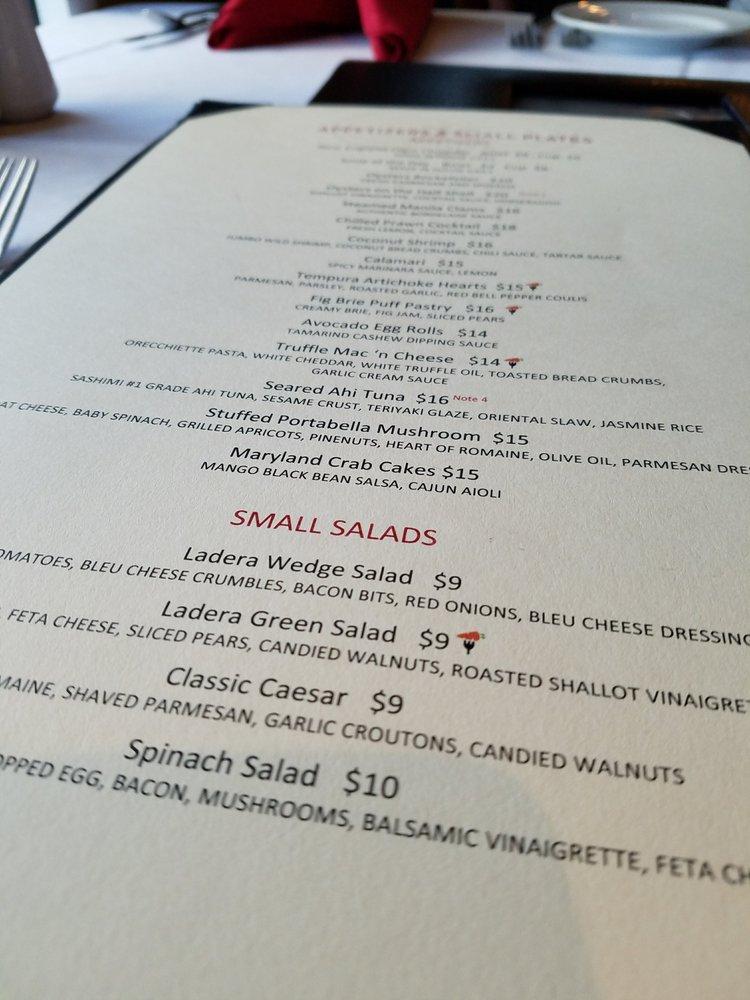 Menu at Ladera Grill pub & bar, Hill