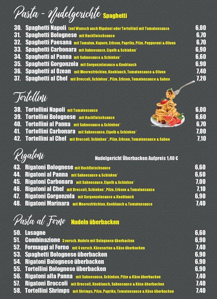 Menu at Pizzeria Mamma Mia, Diez