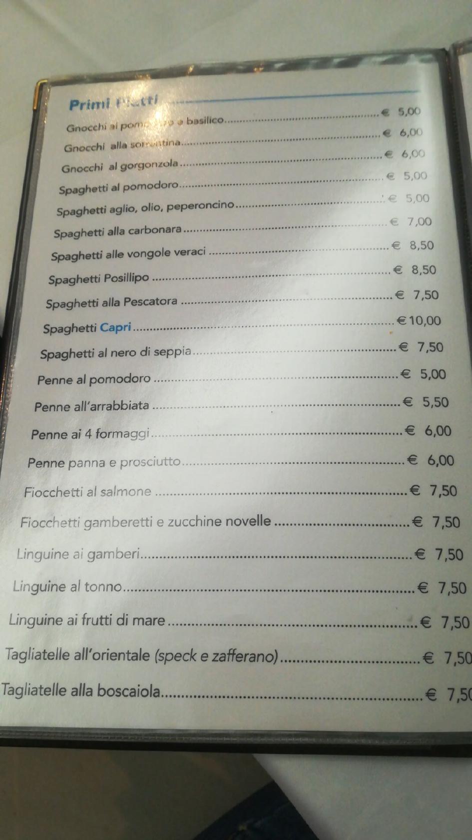 Carta De Pizzería Capri Cassina De Pecchi Via Roma 3022