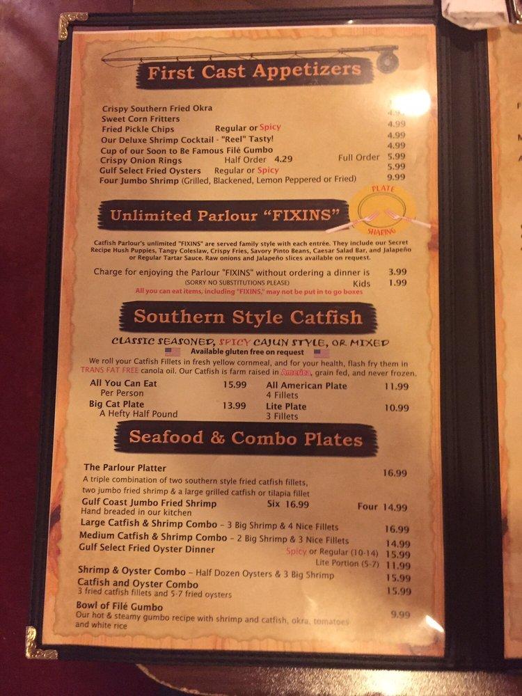 Menu at Catfish Parlour restaurant,
