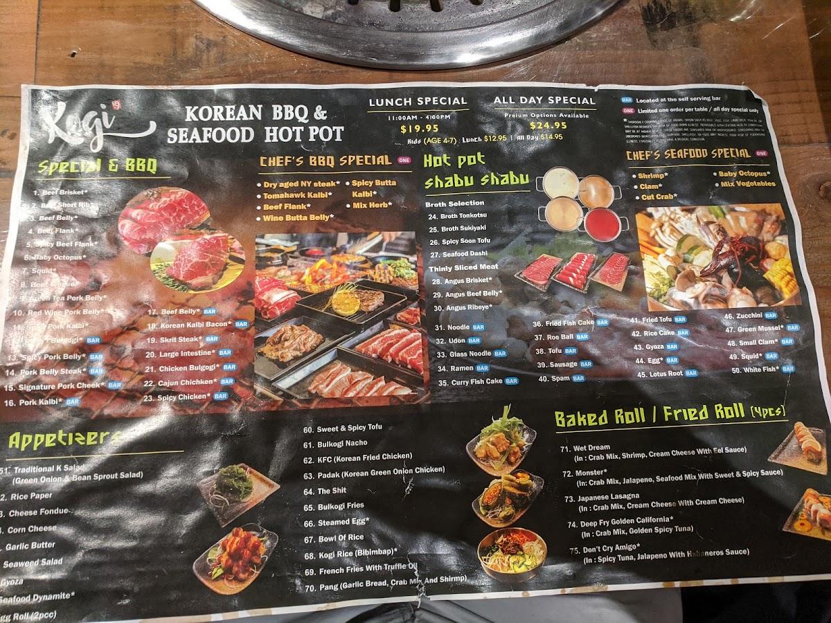 Menu At Kogi Korean BBQ Seafood Hot Pot Las Vegas