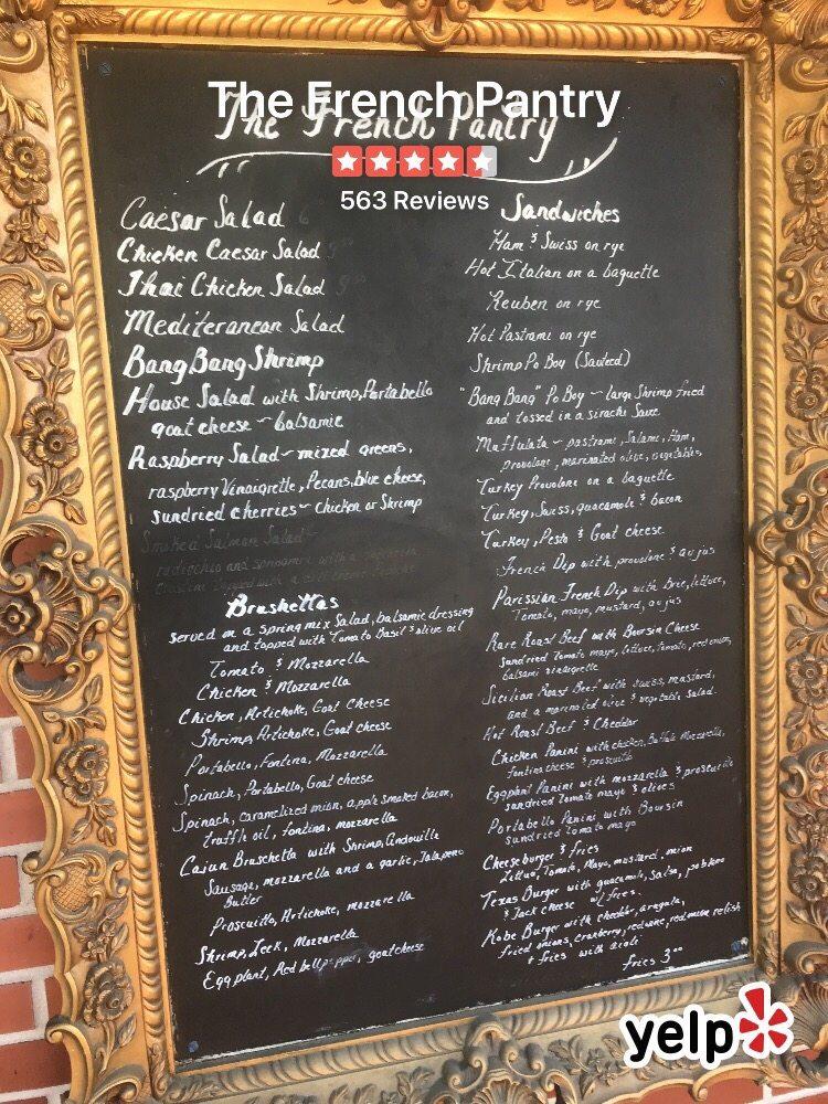 Menu at The French Pantry restaurant, Jacksonville