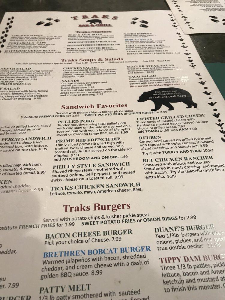 Menu at Traks Bar & Grill, Brethren
