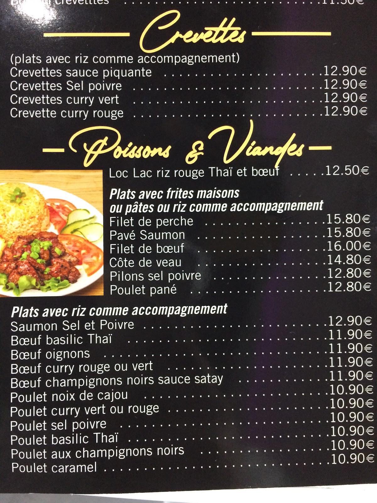 Menu de BANH THAI