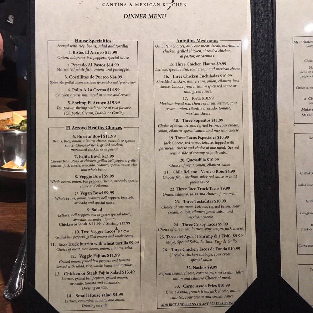 Menu at El Arroyo Cantina & Méxican Kitchen pub & bar, Sonora