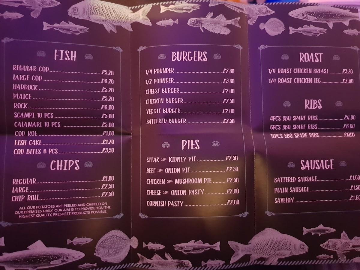 Menu at Fish & Chips fast food, Royston