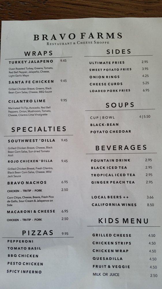 Menu at Bravo Farms Restaurant, Tulare