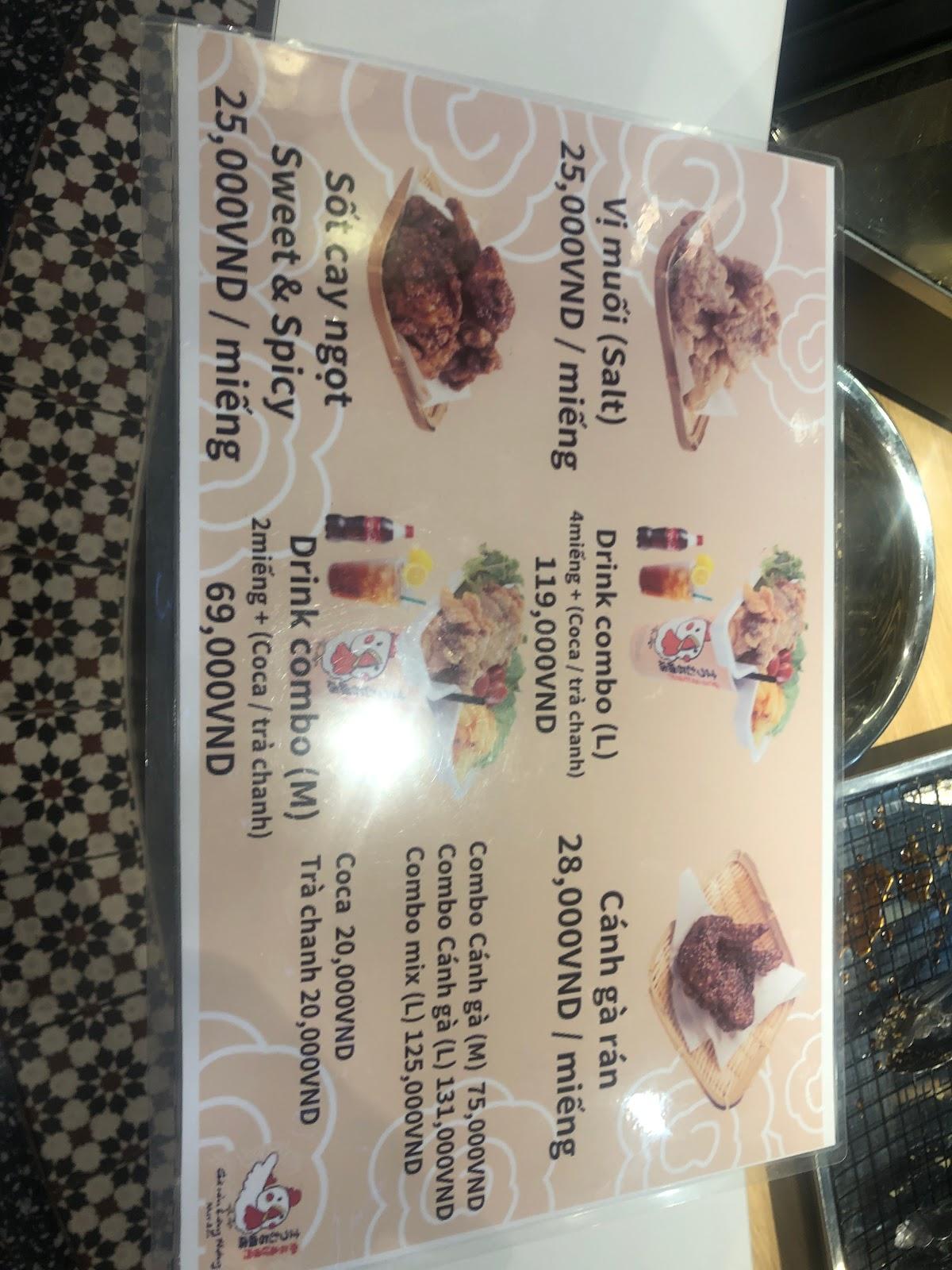 Menu at Gà Rán Làng Thông Nhật Bản restaurant, Hai Phong