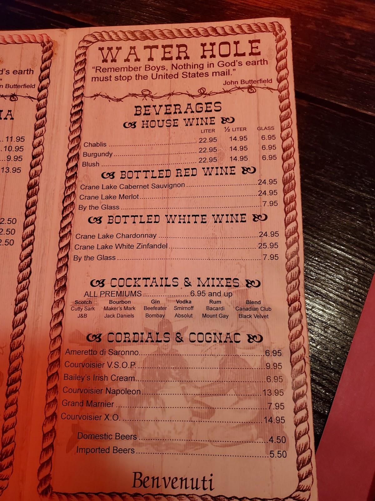 Menu at Butterfield Stage Co. Steak House steakhouse, Holbrook