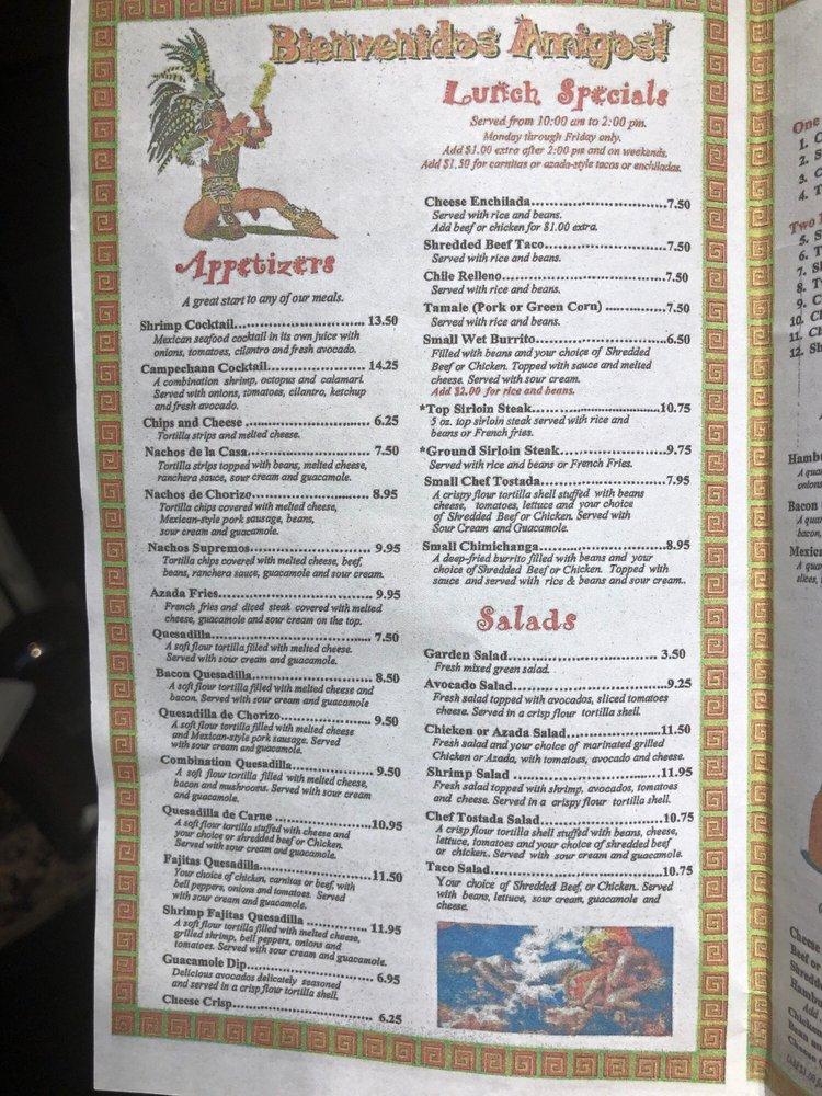 Menu at Casa Sanchez Restaurant, Prescott, W Gurley St
