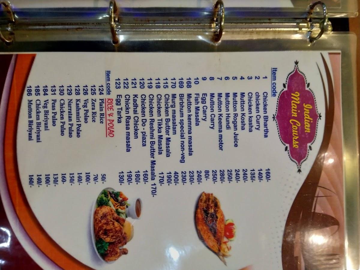 Hotel Birbhum International menu
