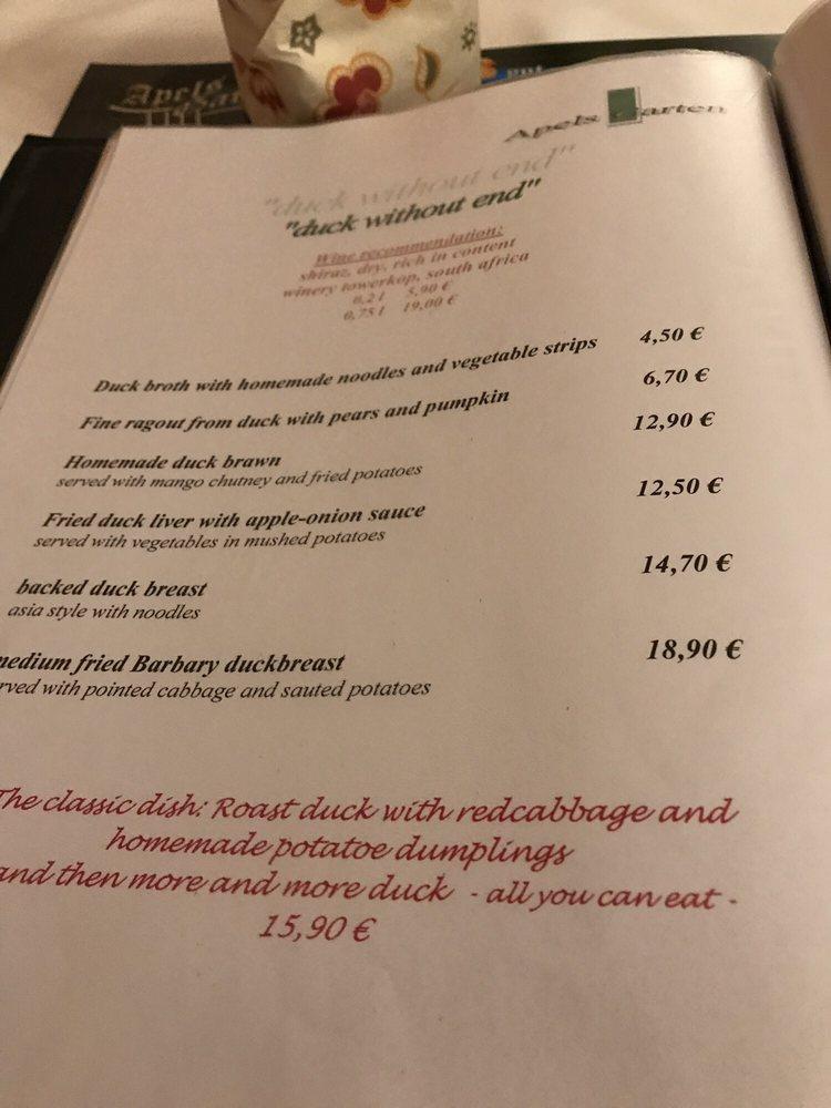 Speisekarte von Restaurant Apels Garten, Leipzig