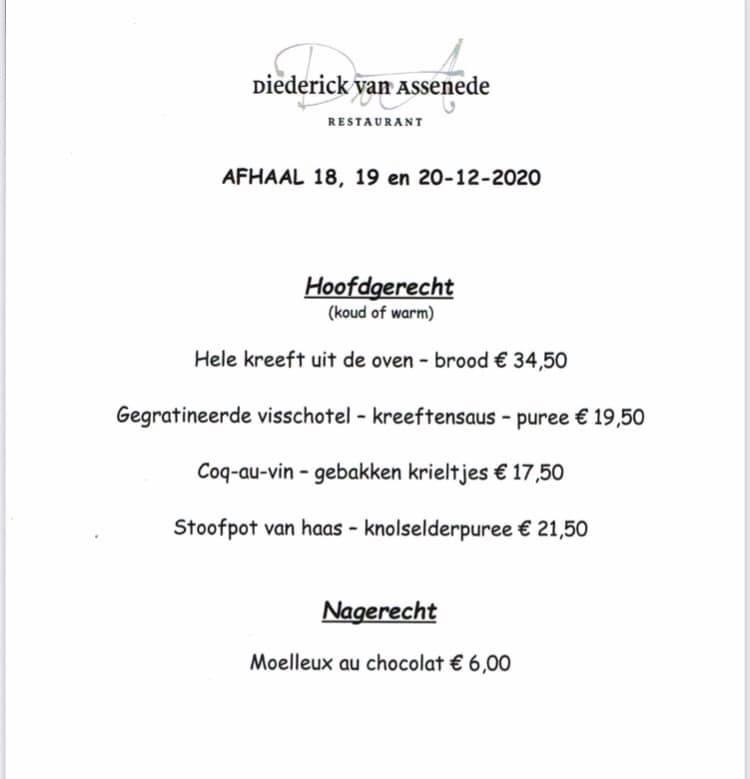 Menu de Restaurant Diederick van Assenede
