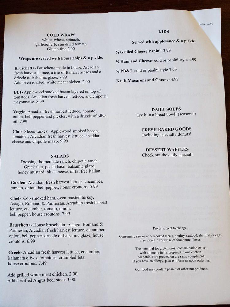 Menu at The Downtown Press Cafe, Farmington