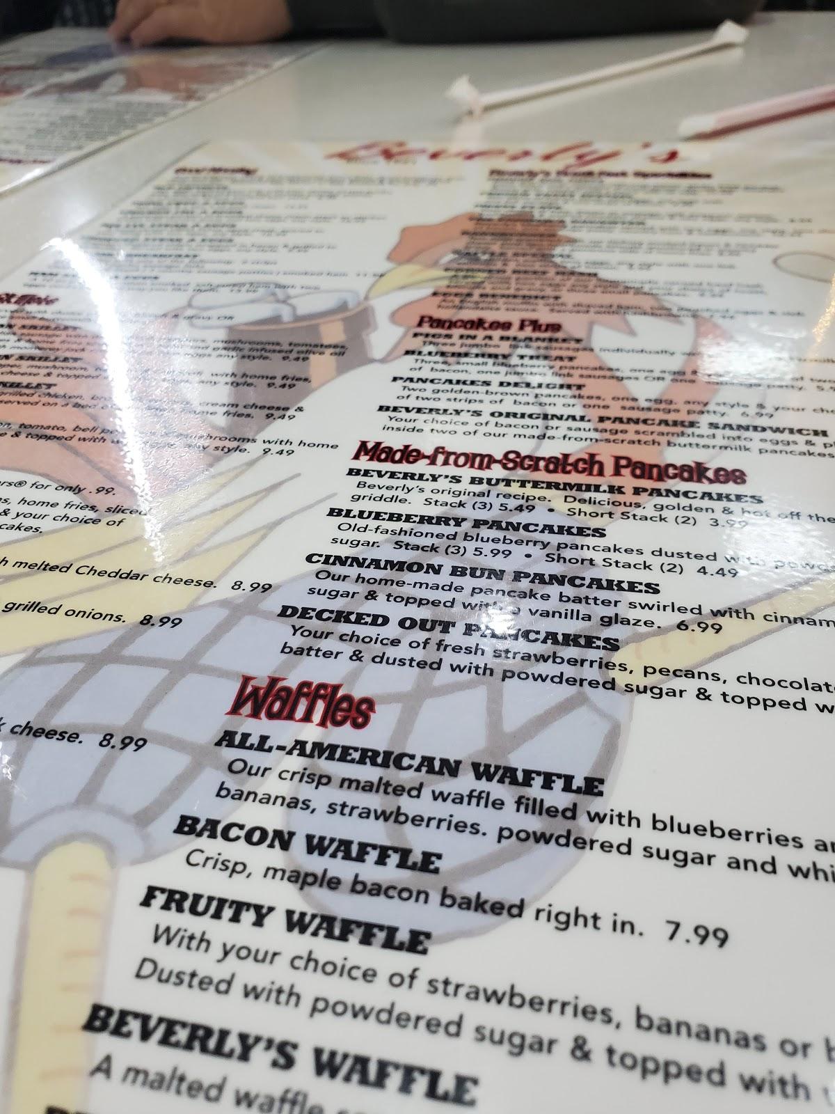 Menu at Beverly's Pancake House restaurant, Oklahoma City, Northwest Expy