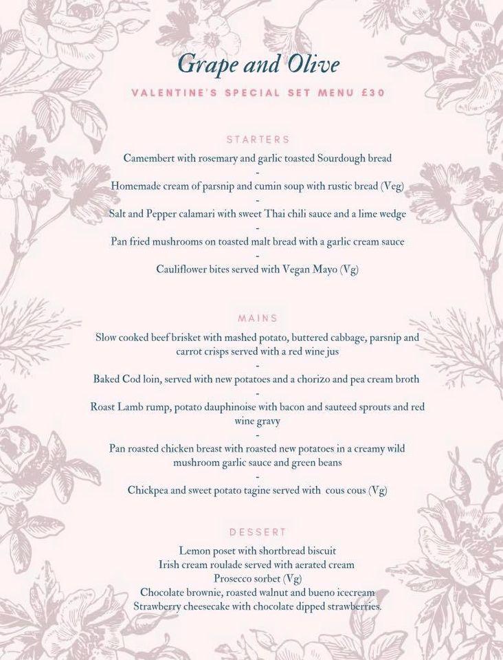 Menu at Grape and Olive pub & bar, Swansea