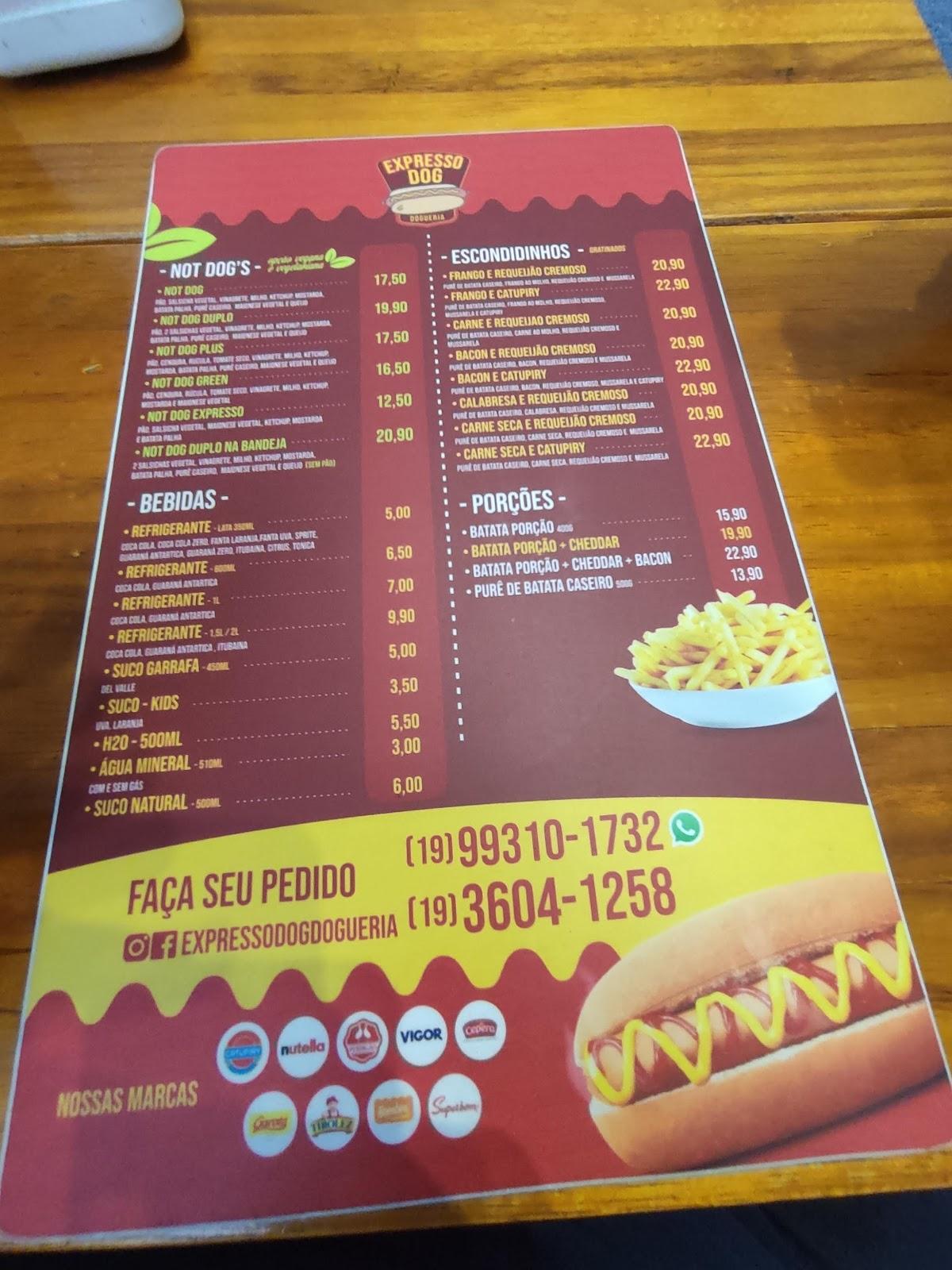 Expresso Dog Dogueria cardápio