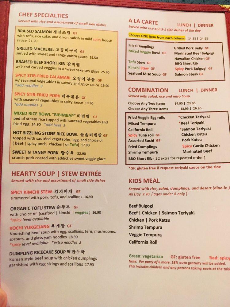 Menu At Kochi Korean Bbq & Shabu Shabu, Atascadero