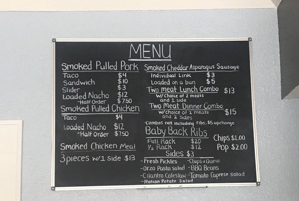 Menu at Pale Blue at the Stone House BBQ, Gladwin